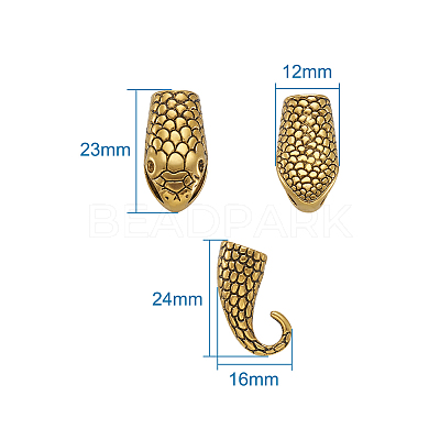 Tibetan Style Alloy Hook and Snake Head Clasps TIBE-TA0001-06AG-1
