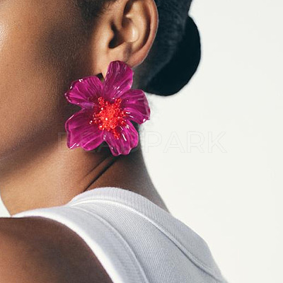 Flower Transparent Acrylic Stud Earrings FS-WGF3DA5-06-1