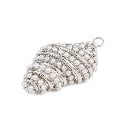 Shell Shape Brass ABS Imitation Pearl Pendants KK-I352-04D-P-1