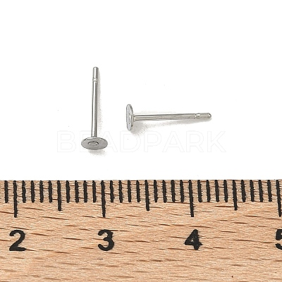 Non-Tarnish 316 Surgical Stainless Steel Flat Round Blank Peg Stud Earring Settings X-STAS-R073-06G-1