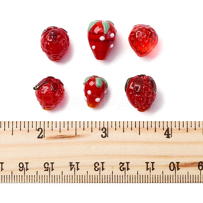 25Pcs 6 Styles Handmade Lampwork 3D Strawberry Beads LAMP-FS0001-19-1