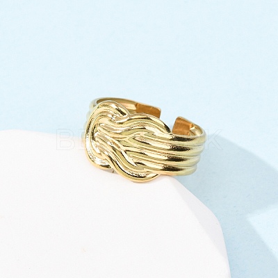 304 Stainless Steel Open Cuff Rings for Women RJEW-K309-09G-1
