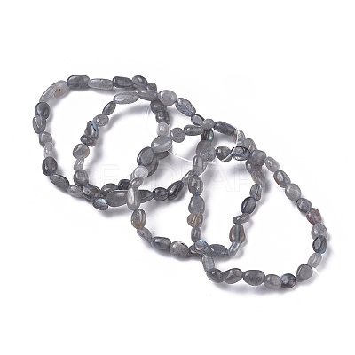 Natural Labradorite Bead Stretch Bracelets BJEW-K213-33-1