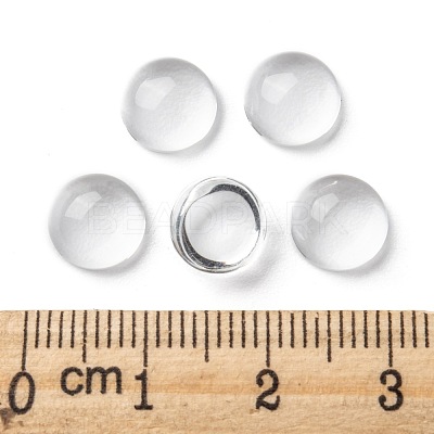 Transparent Half Round Glass Cabochons GGLA-R027-8mm-1