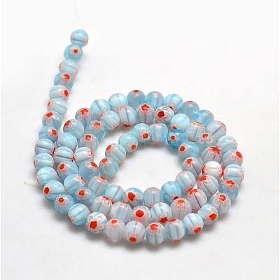 Round Millefiori Glass Beads Strands LK-P001-22-1