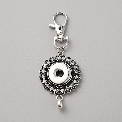 Alloy Rhinestone Snap Button Keychain Making FIND-WH0417-95B-1