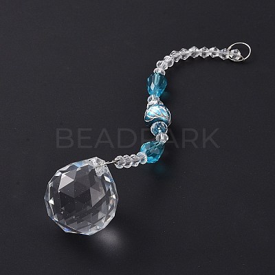 Faceted Crystal Glass Ball Chandelier Suncatchers Prisms AJEW-G025-A07-1