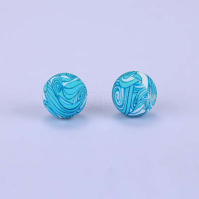 Printed Round Silicone Focal Beads SI-JX0056A-208-1