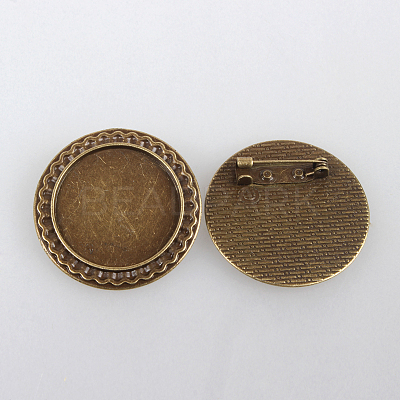 Vintage Alloy Brooch Cabochon Bezel Settings X-PALLOY-N0085-54AB-NF-1