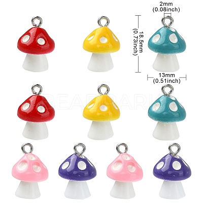 10Pcs 5 Colors Opaque Resin Pendants RESI-YW0001-50-1