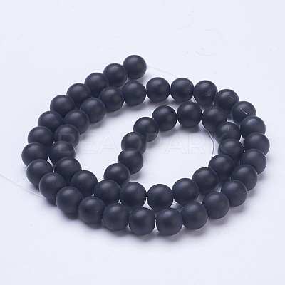 Frosted Glass Beads Strands G-D855-03-8mm-1