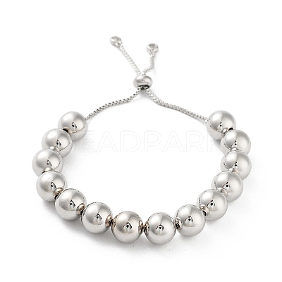 Adjustable Brass Round Beaded Slider Bracelets BJEW-D039-31D-P-1