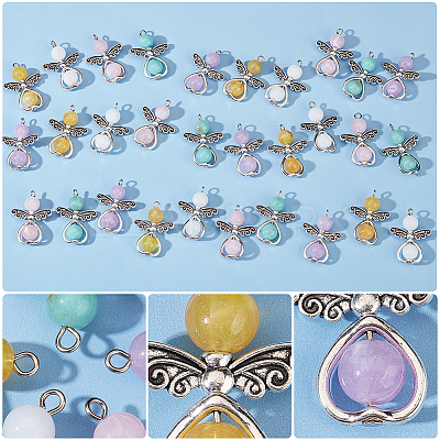 40Pcs Imitation Gemstone Acrylic Pendants FIND-PH0008-11-1