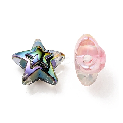 UV Plating Rainbow Iridescent Transparent Acrylic Beads OACR-C007-06-1