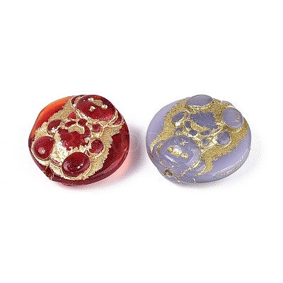 Flat Round with Bear Glass Beads GLAA-T025-64M-1