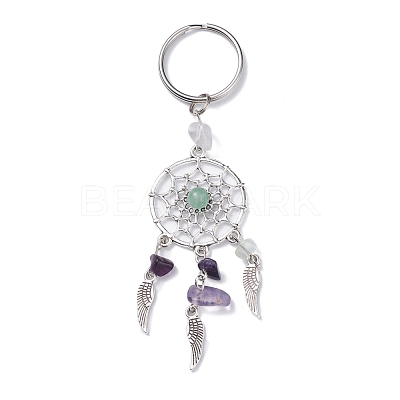 Natural Chip Fluorite & Green Aventurine Keychain KEYC-JKC00119-02-1