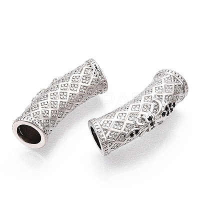 Brass Micro Pave Cubic Zirconia Tube Beads ZIRC-T004-60P-1