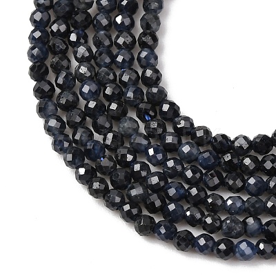 Natural Black Sapphire Beads Strands G-P625-2mm-01-1