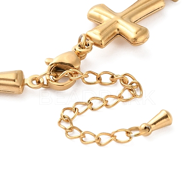 Stainless Steel Cross Link Chain Bracelets for Women BJEW-Z076-01G-1