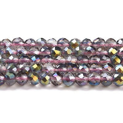 Transparent Electroplate Glass Beads Strands GLAA-H021-01B-HP02-1
