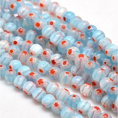 Round Millefiori Glass Beads Strands LK-P001-22-1