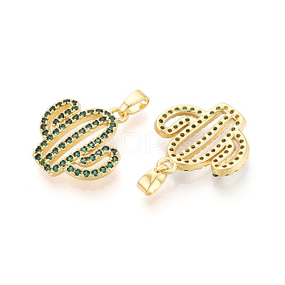 Brass Micro Pave Cubic Zirconia Pendants X-KK-N257-71G-1