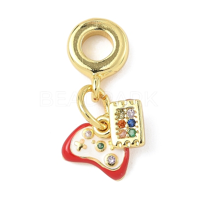 Brass Enamel European Dangle Charms KK-I355-22G-01-1