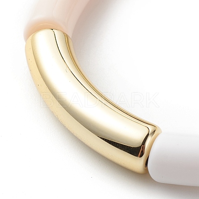 Acrylic Curved Tube Beaded Stretch Bracelet for Women BJEW-JB08438-03-1