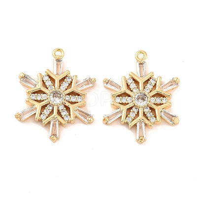 Brass Micro Pave Clear Cubic Zirconia Pendants KK-S389-14G-1