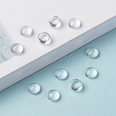 Transparent Glass Cabochons X-GGLA-R026-6mm-1