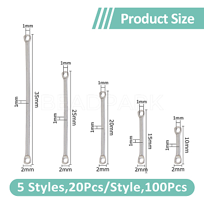 100Pcs 5 Styles 304 Stainless Steel Connector Charms STAS-DC0016-21-1