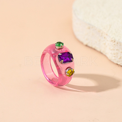 Alloy Resin Finger Rings for Women WGABD8F-02-1