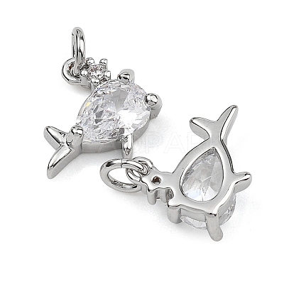 SHEGRACE Brass Micro Pave Clear Cubic Zirconia Charms XGRQ2O743-420P-1