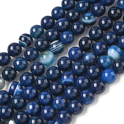 Natural Banded Agate Beads Strands G-I392-A01-10mm-1