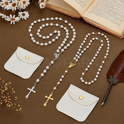 2Pcs 2 Styles Alloy Jesue Cross Virgin Pendant Necklaces NJEW-FG0001-24-1
