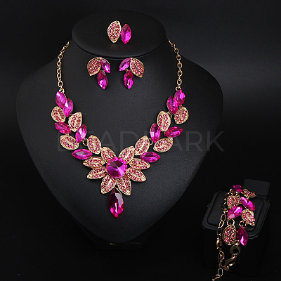 Leaf Alloy Glass Jewelry Sets for Women FS-WG27195-05-1