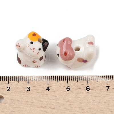 Handmade Printed Porcelain Beads PORC-A026-02-1