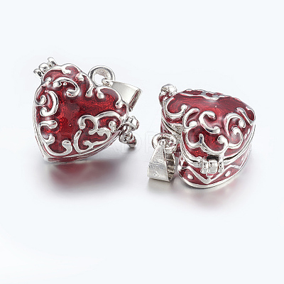 Heart Brass Enamel Prayer Box Pendants KK-24X21-1