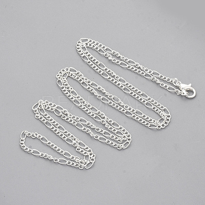 Brass Coated Iron Figaro Chain Necklace Making MAK-T006-03S-1