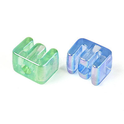 UV Plating Transparent Acrylic European Beads OACR-M027-02E-1