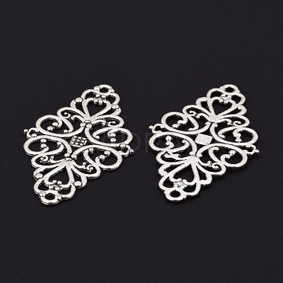 Tibetan Style Alloy Rhombus Filigree Joiners Links TIBE-5377-AS-LF-1