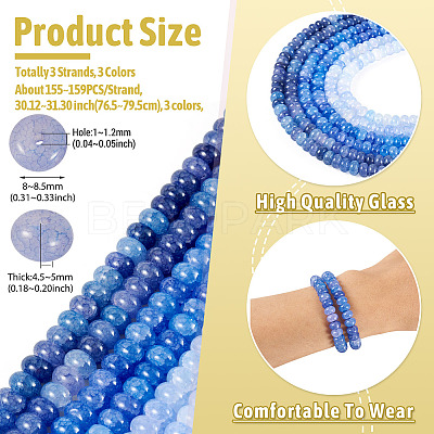 3 Strands 3 Colors Glass Beads Strands GLAA-TA0004-08-1