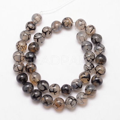 Natural Dragon Veins Agate Bead Strands X-G-K166-14-10mm-01-1