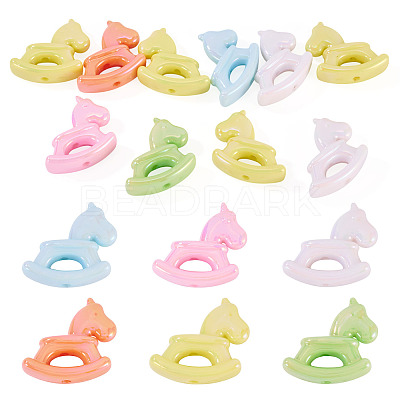 10Pcs UV Plating Opaque Acrylic Beads OACR-TA0004-10-1