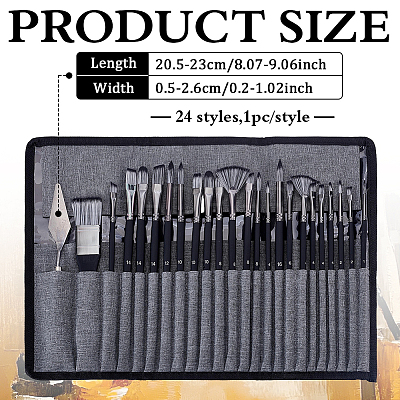 23Pcs Wool & Nylon Painting Brush and 1Pc 304 Stainless Steel Scraper AJEW-WH0696-657-1