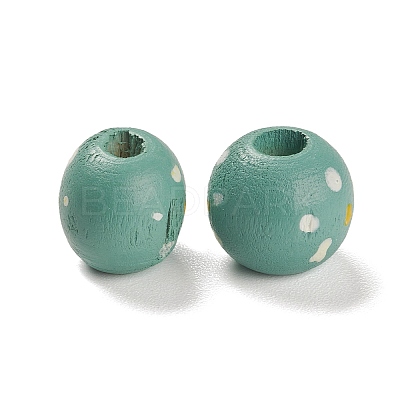 Spray Painted Natural Maple Wood European Beads WOOD-M007-05A-1