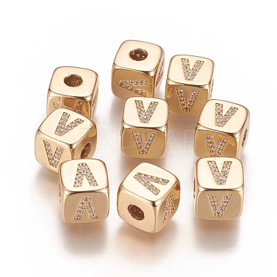 Brass Micro Pave Cubic Zirconia Beads KK-K238-16G-V-1