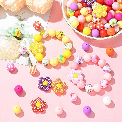30Pcs 5 Styles Silicone Focal Beads SIL-YW0002-21A-1