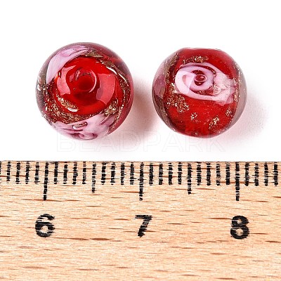 Luminous Handmade Gold Sand Lampwork Beads LAMP-T021-12mm-03V-1