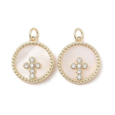Brass Pendants Pave Shell KK-L208-76G-1